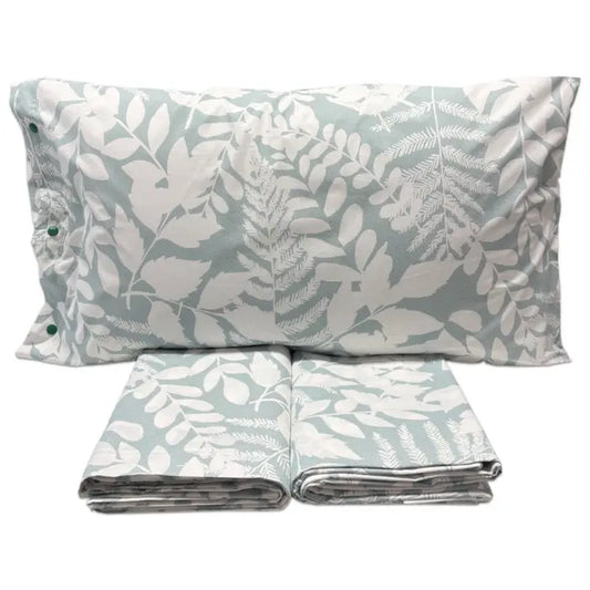 Completo Lenzuola Matrimoniale Natura Verde Acqua – 100% Cotone Made in Italy