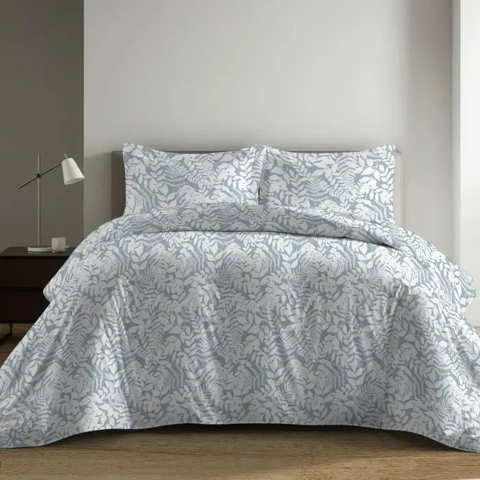 Completo Lenzuola Matrimoniale Natura Verde Acqua – 100% Cotone Made in Italy
