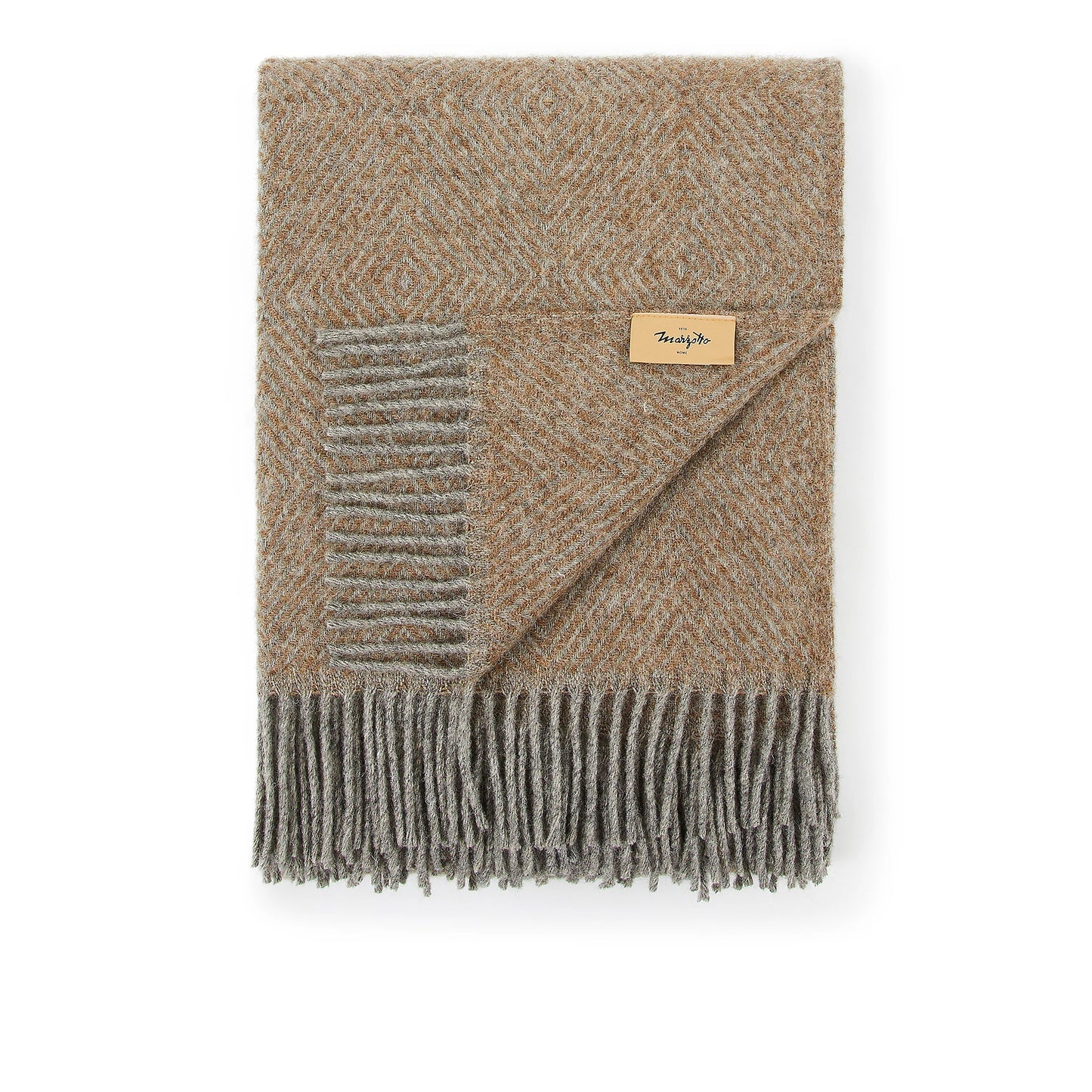 Plaid in Lana – Eleganza a Rombi con Frange | Marzotto Home 130X170 cm