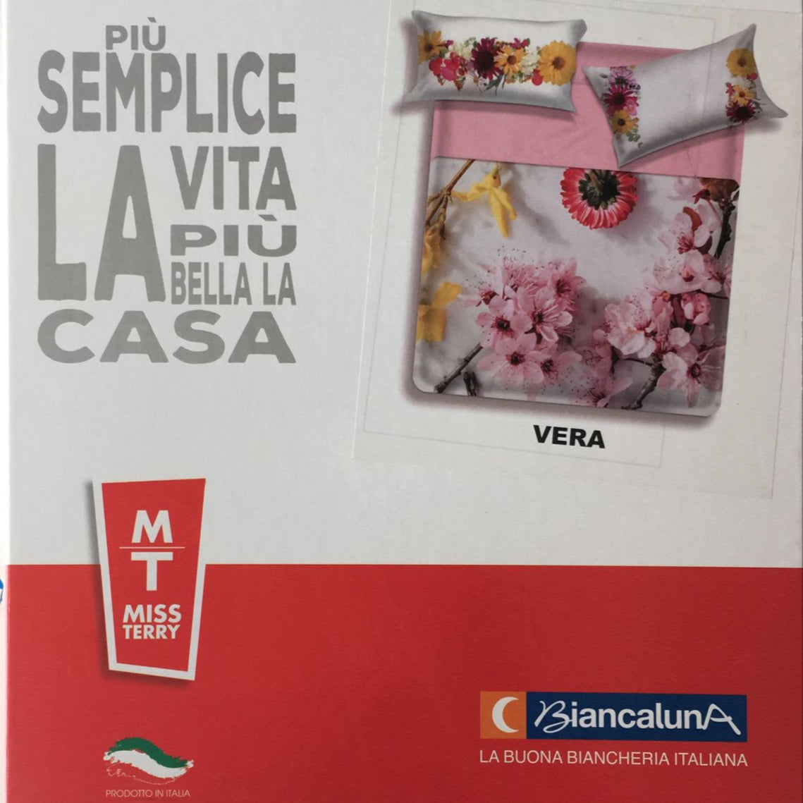 Completo Lenzuola Copriletto Matrimoniale Vera – Biancaluna Miss Terry – 100% Cotone