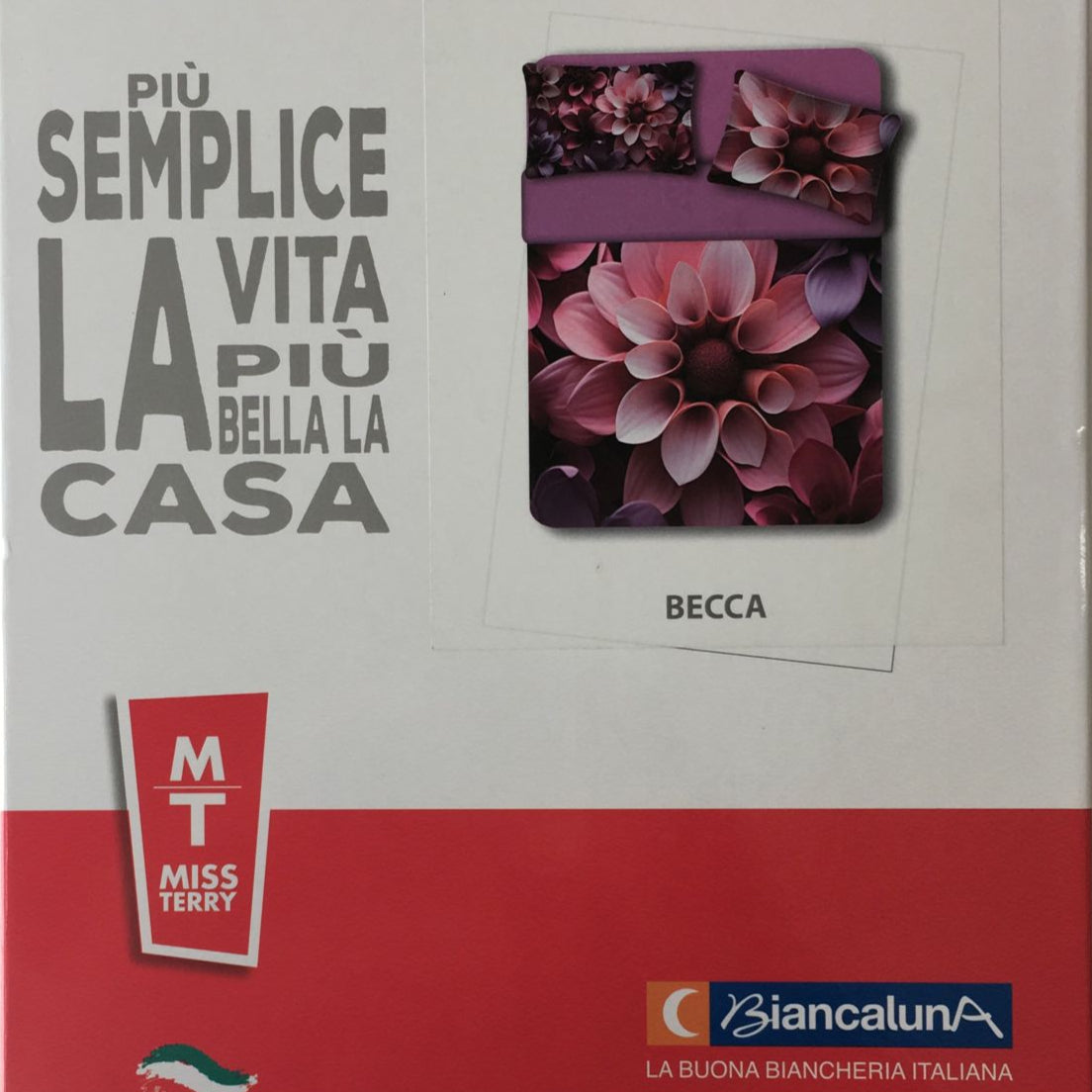 Completo Lenzuola Copriletto Matrimoniale Becca – Biancaluna Miss Terry – 100% Cotone