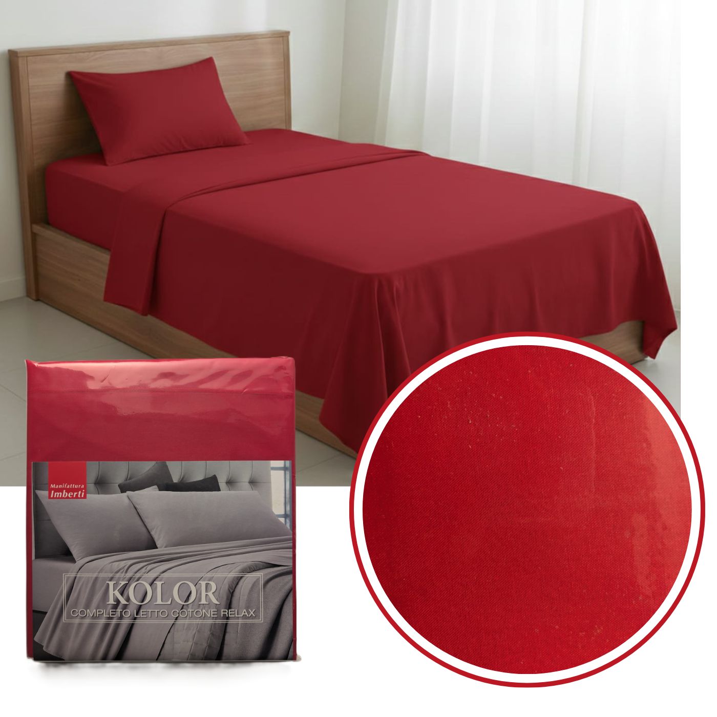 Completo Letto Tinta Unita "Kolor" Cotone Relax - Manifattura Imberti