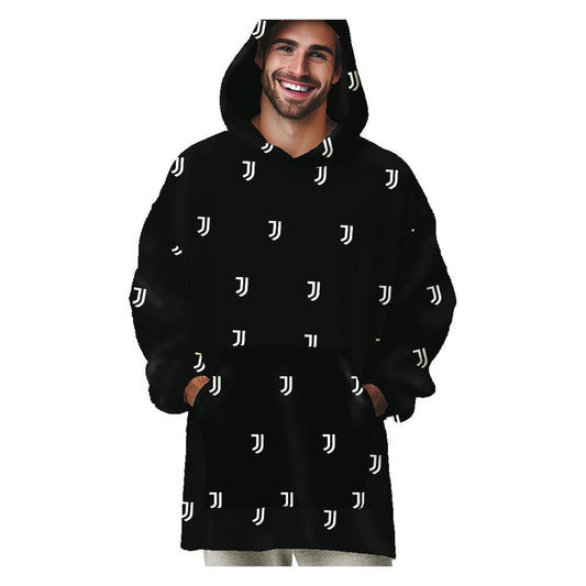 Poncho Blanket Juventus – Pile in Poliestere Nero e Bianco, Taglia Unica Adulto