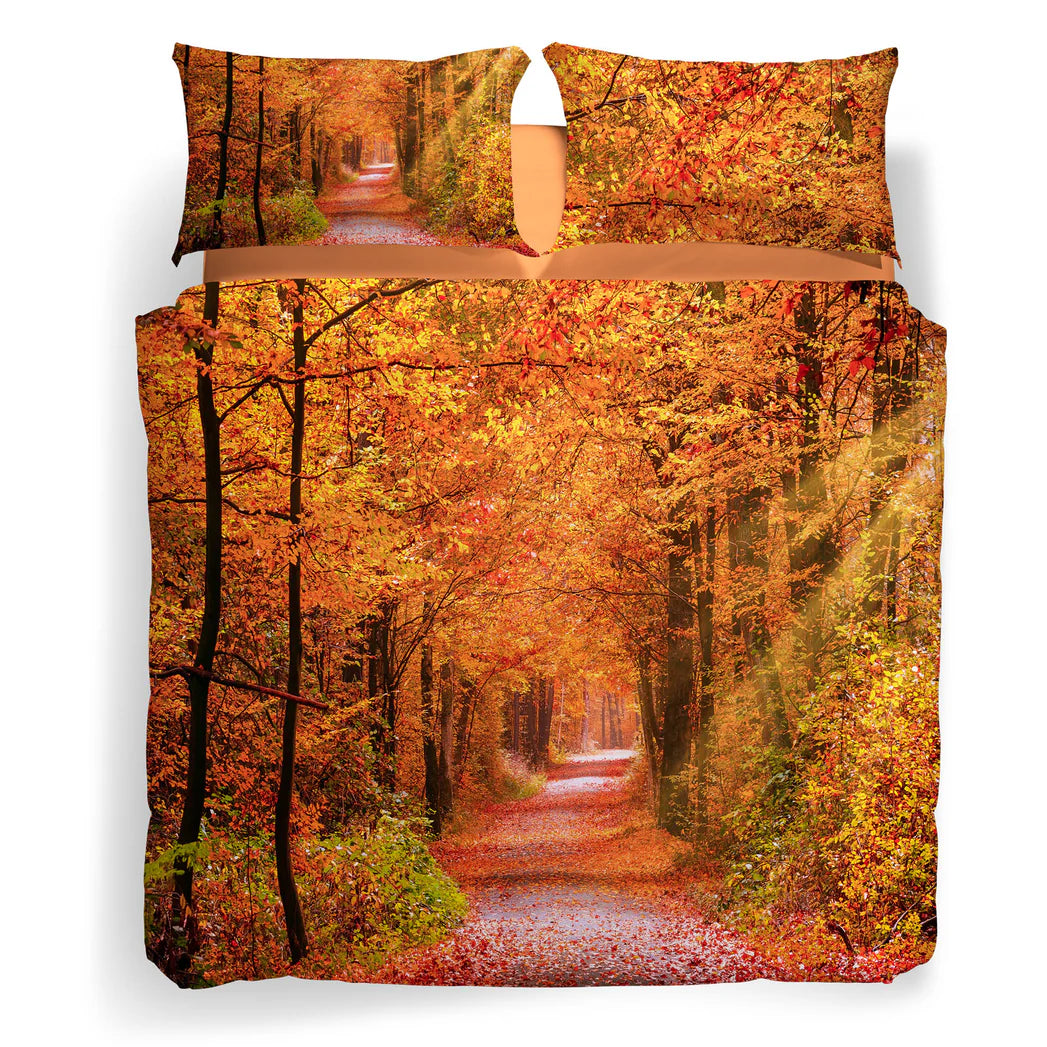 Copripiumino Matrimoniale Autumn Leaves – 100% Cotone – Collezione Sogni di Viaggio – Made in Italy