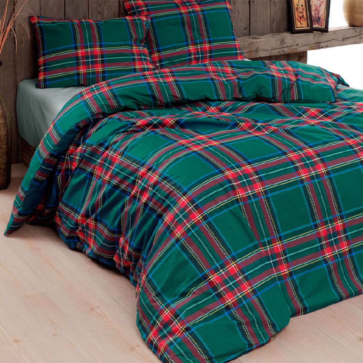 Parure Copripiumino Tartan Verde U804 in Puro Cotone – Stile Scozzese by Daunex