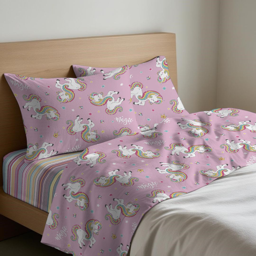 Completo Lenzuola "Unicorno" Linea Quadrifoglio - Gipetex Natural Dream