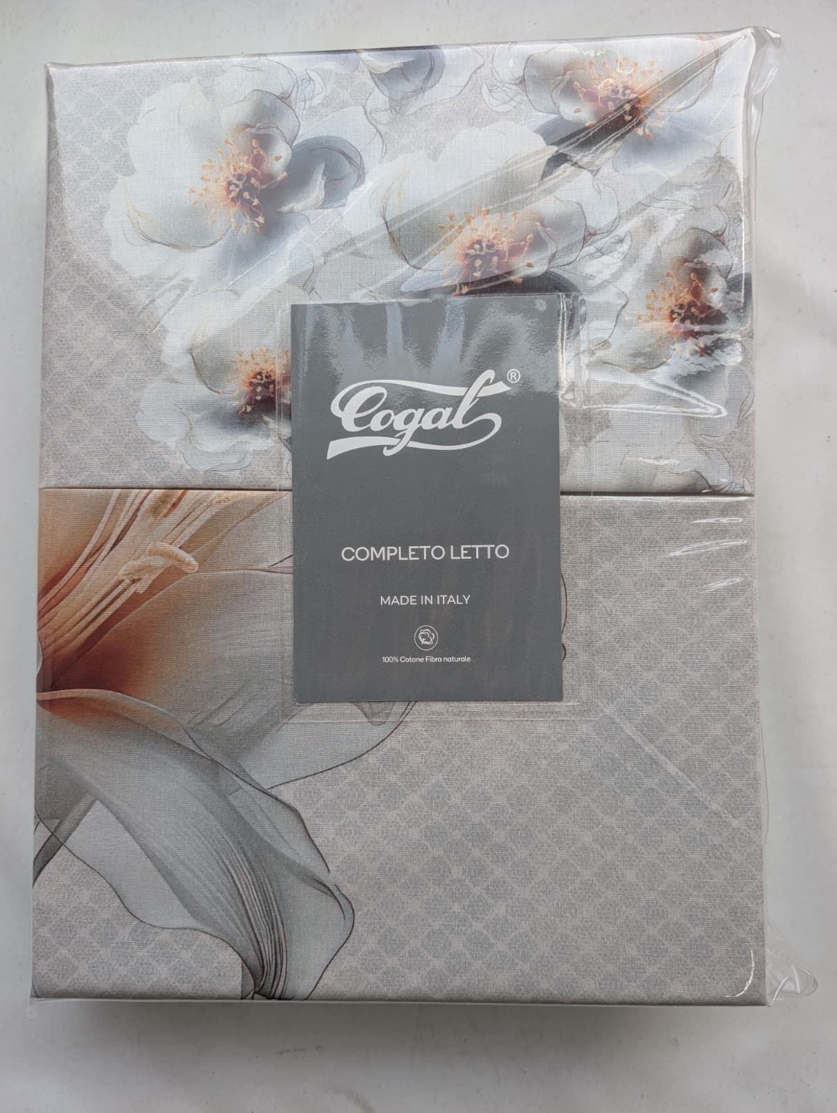 Completo Lenzuola Matrimoniali Cogal Dis. 2533 - In Puro Cotone Stampa Digitale Reattiva con Balza a Giorno Uso Copriletto