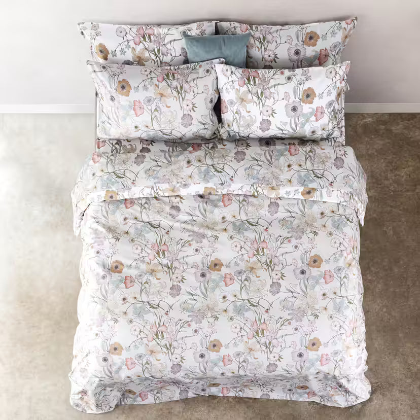 Completo Lenzuola Cogal "DayDream" - 100% Cotone Madapolam - Federe con Volant - Effetto Copriletto