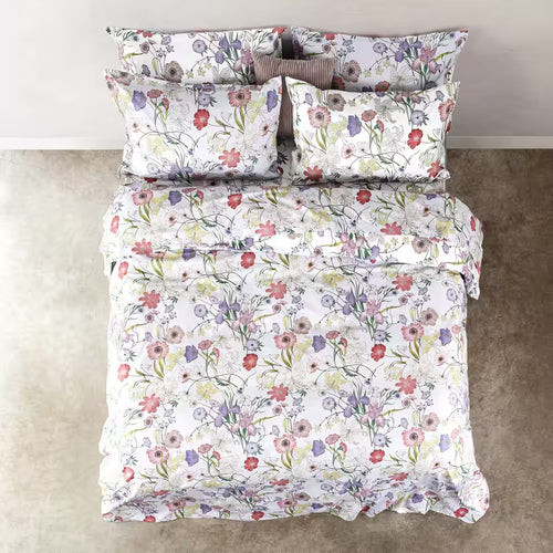 Completo Lenzuola Cogal "DayDream" - 100% Cotone Madapolam - Federe con Volant - Effetto Copriletto