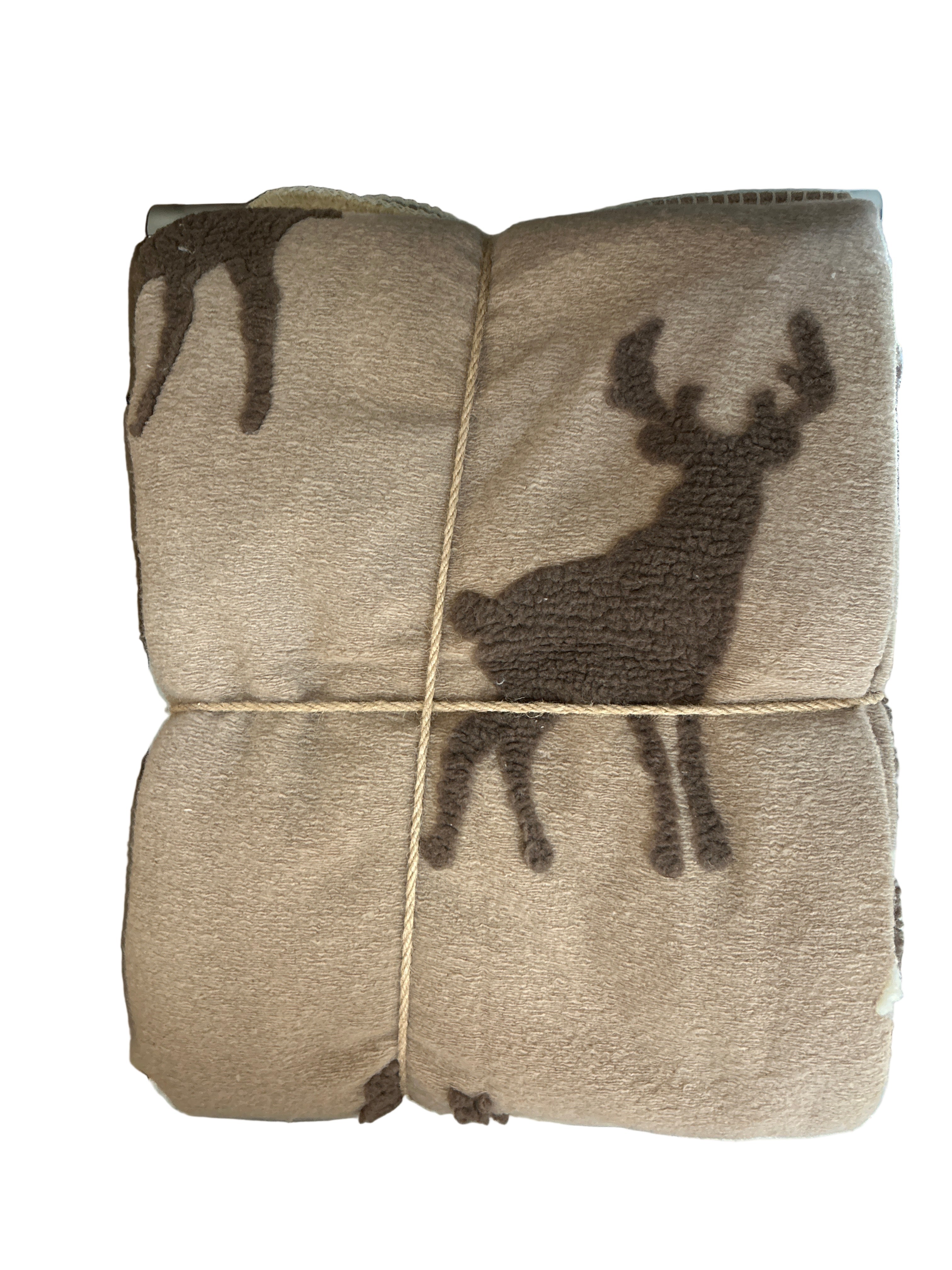 Plaid in Pile Morbido con Motivo Cervo 160 x 200 cm