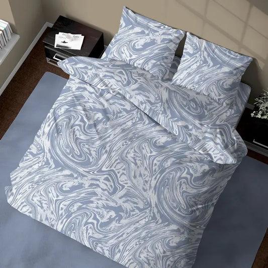 Completo Lenzuola Matrimoniale Splash Astratto Azzurro – Stile Moderno ed Elegante
