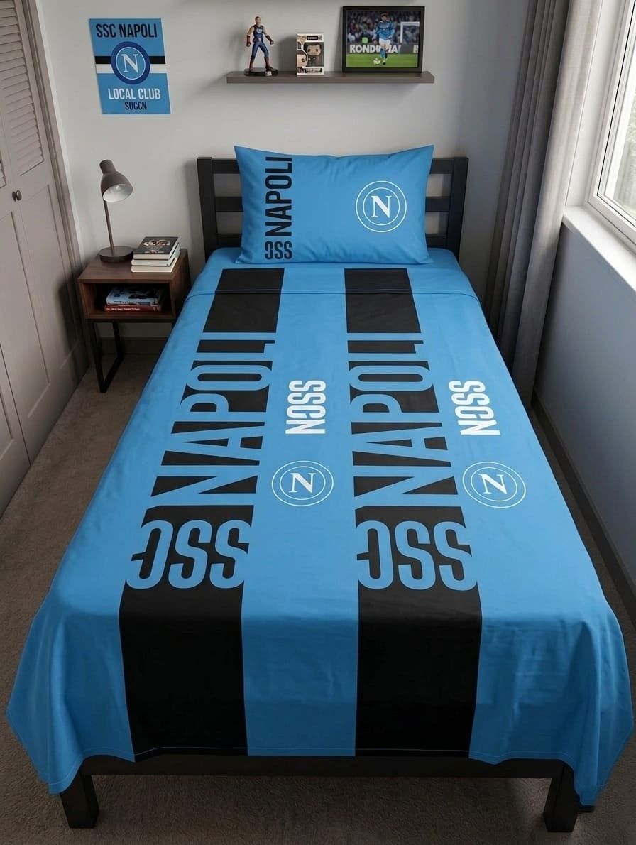 Completo Lenzuola SSC Napoli Official Product - Hermet - Letto Singolo 1 Piazza