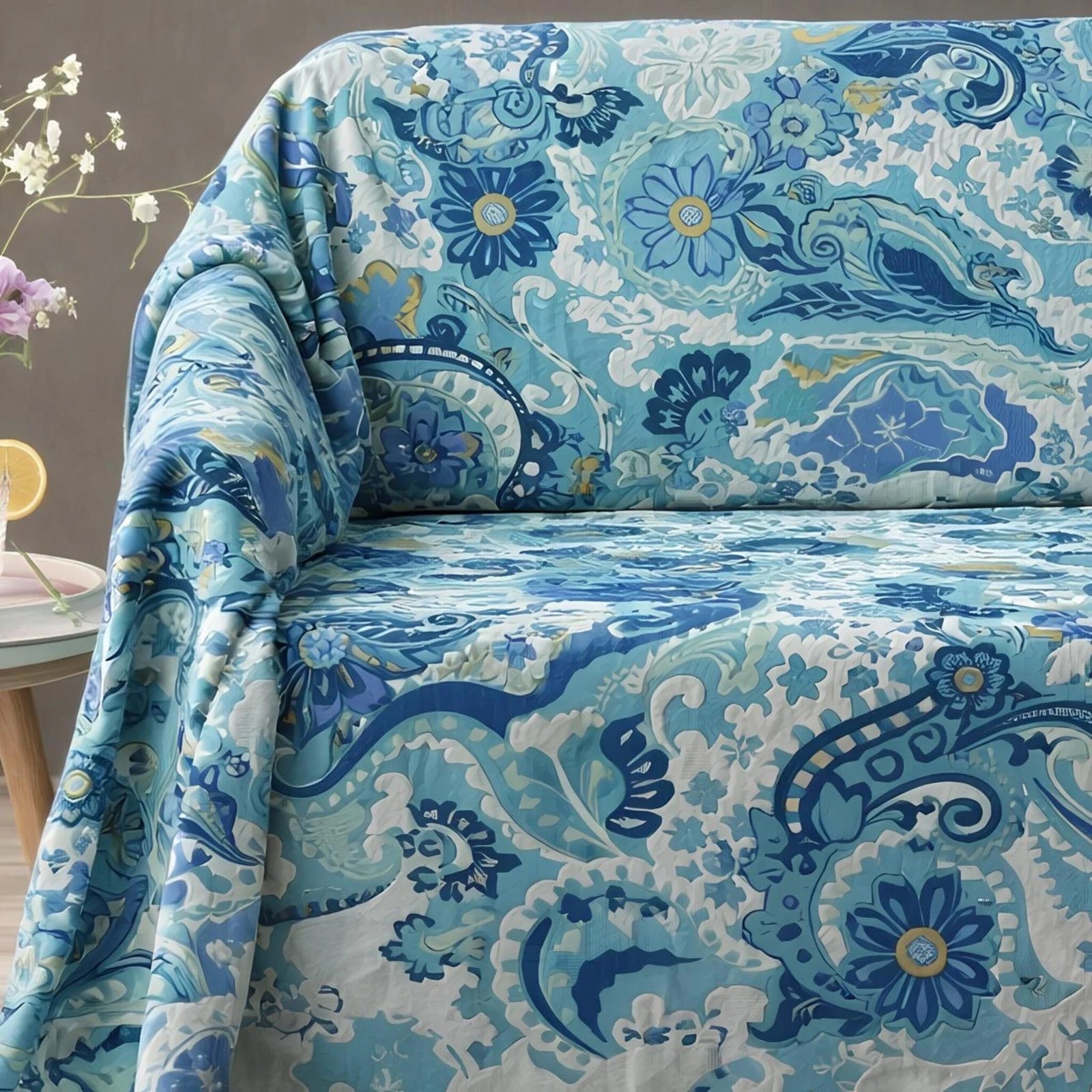 Telo Arredo Copridivano Caleffi GranDecor "Laos" - 100% Cotone Multiuso