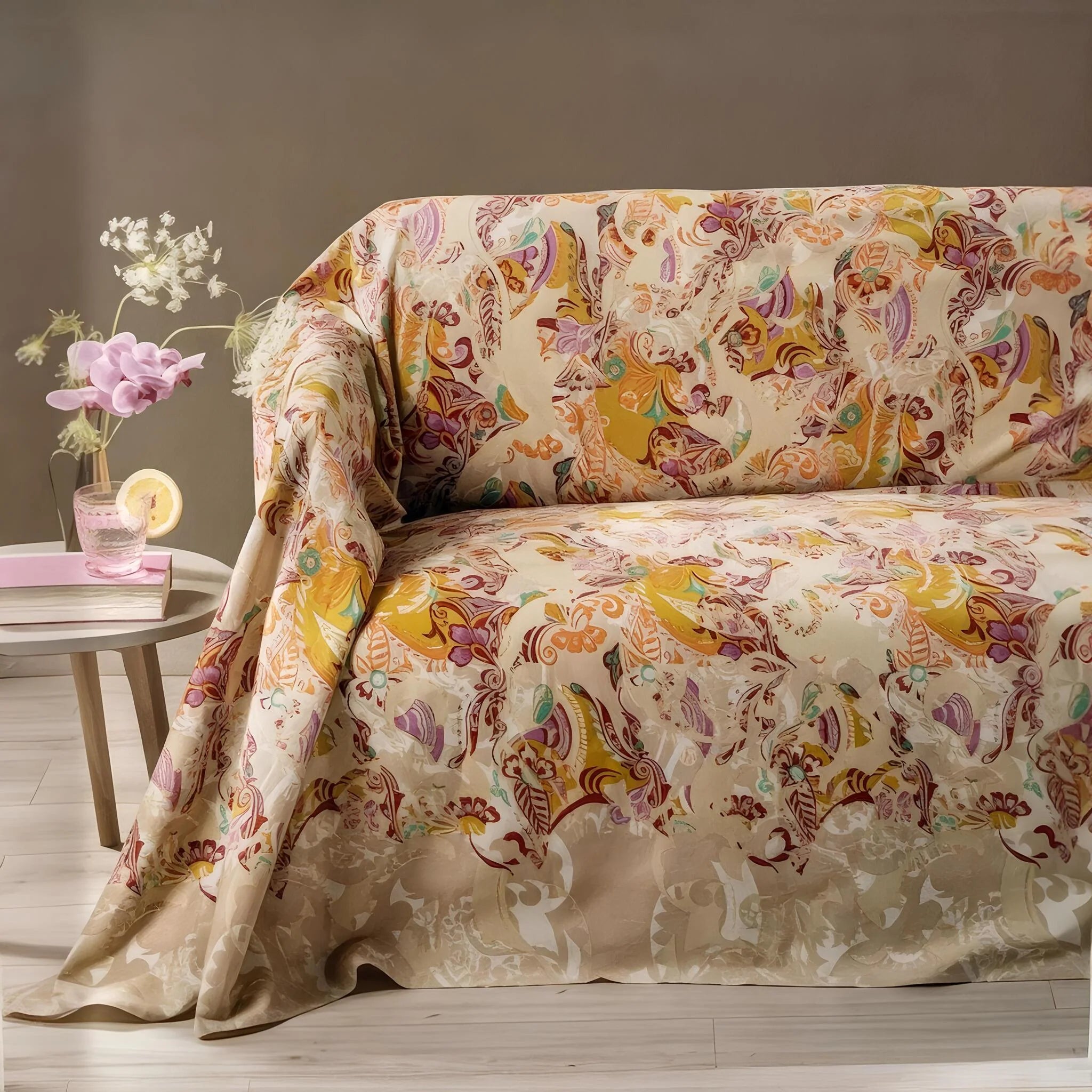 Telo Arredo Copridivano Caleffi GranDecor "Laos" - 100% Cotone Multiuso