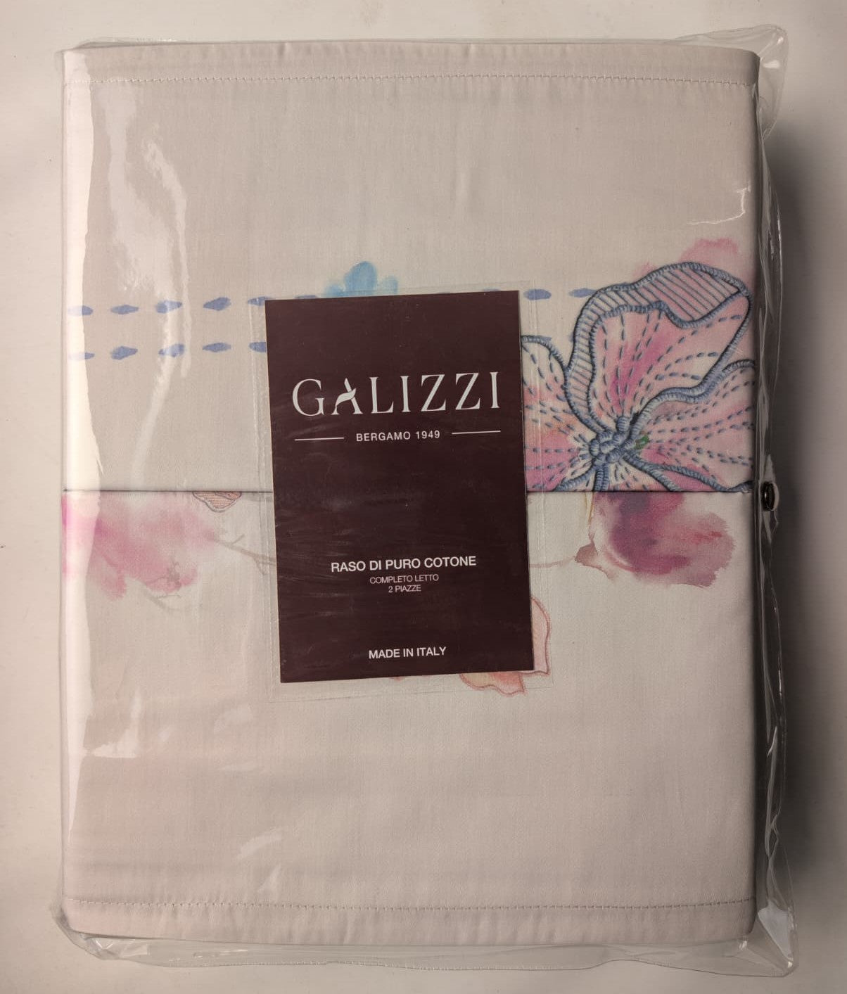 Completo Letto Matrimoniale Galizzi "Cassandra" - Raso di Cotone Effetto Ricamato