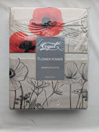 Completo Lenzuola Copriletto Cogal Flower Power dis.2650 - Balza a giorno