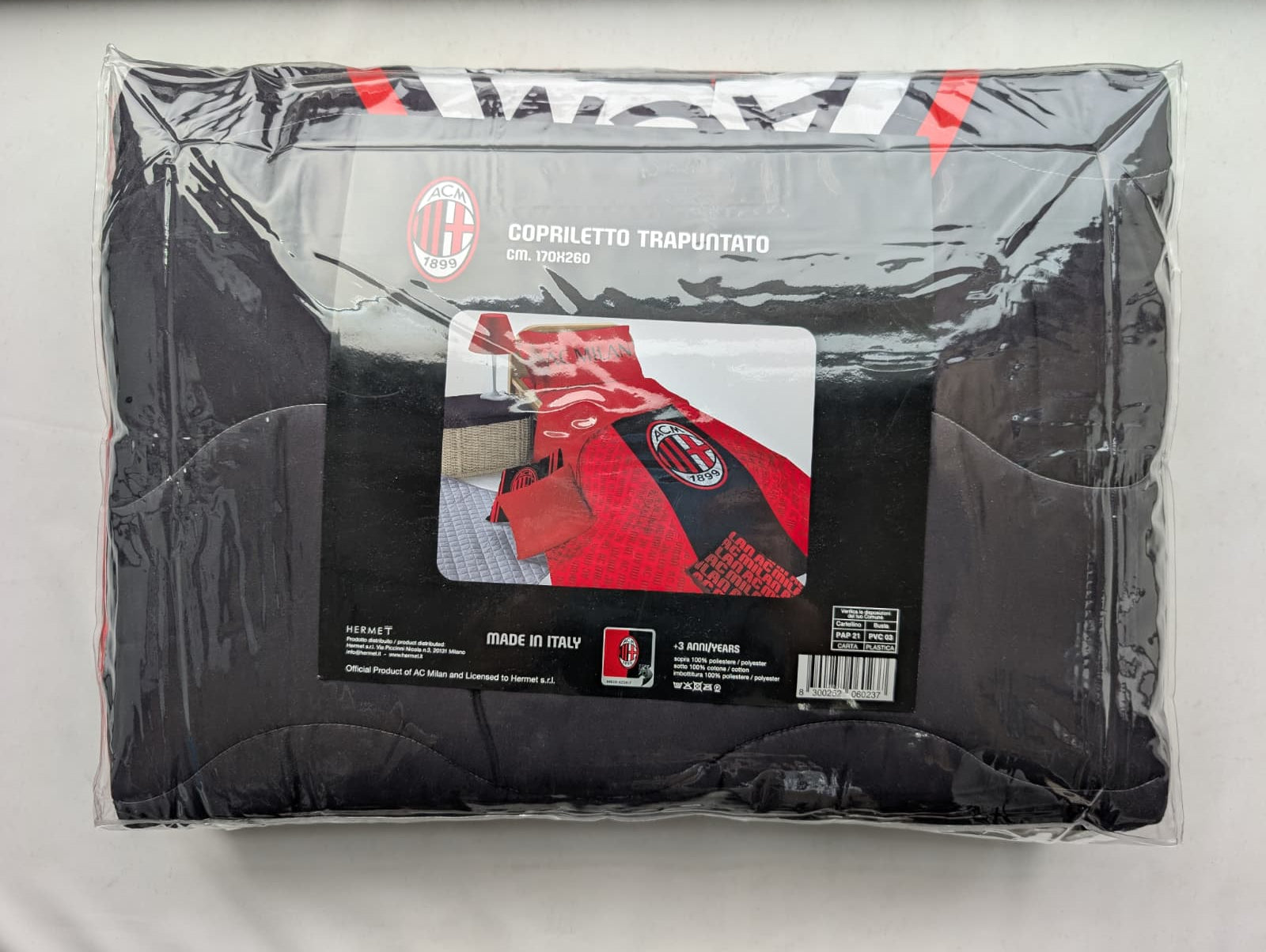 Copriletto Trapuntato AC Milan Official Product - Hermet - Singolo 170x260 cm