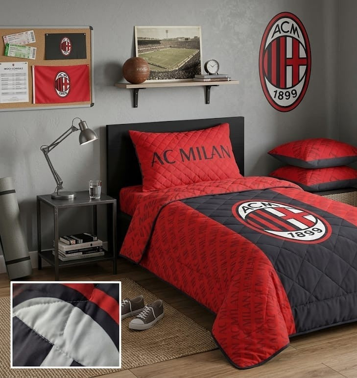 Copriletto Trapuntato AC Milan Official Product - Hermet - Singolo 170x260 cm