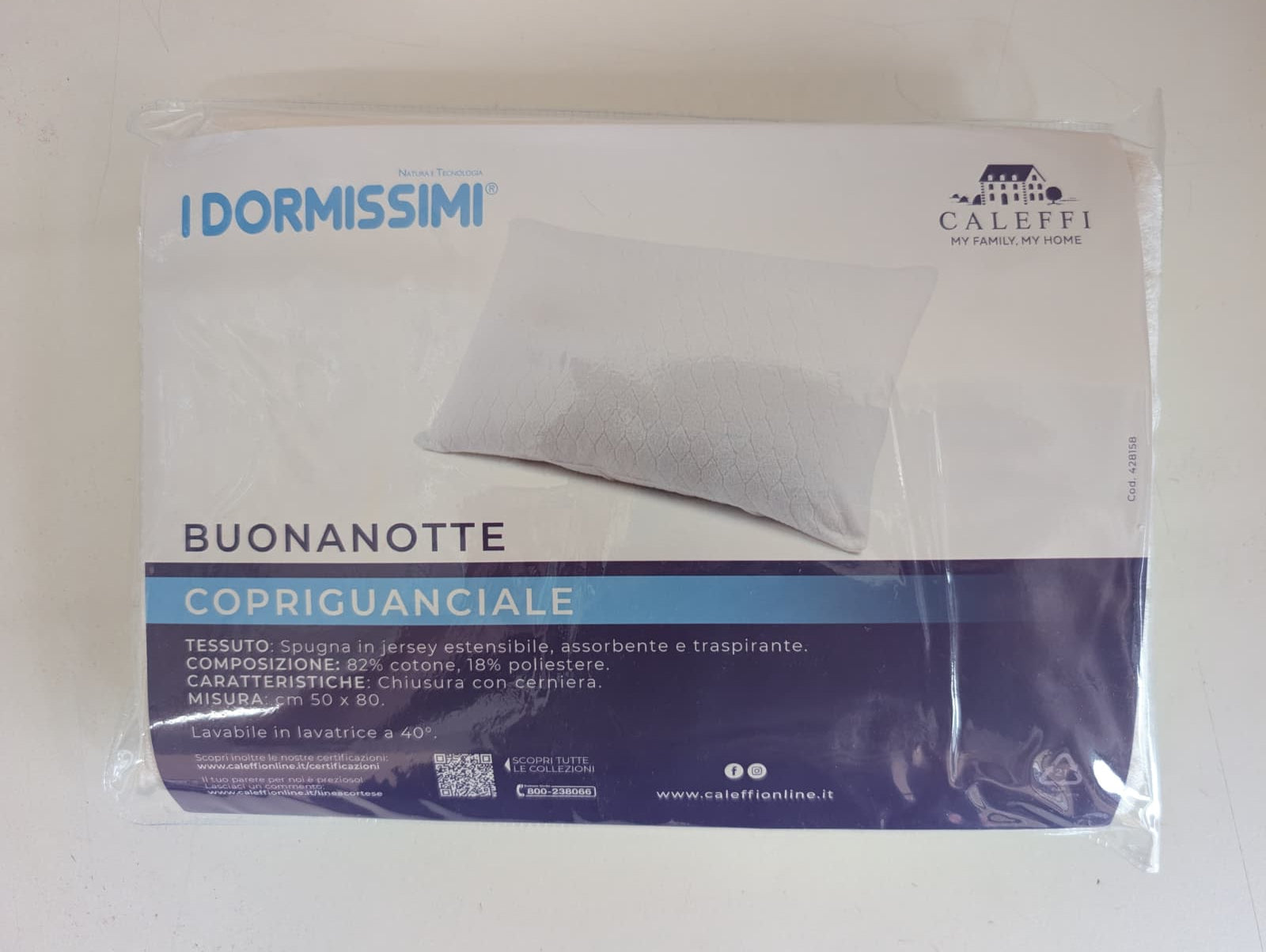 Copriguanciale Caleffi Buonanotte - Spugna Jersey Estensibile con Cerniera