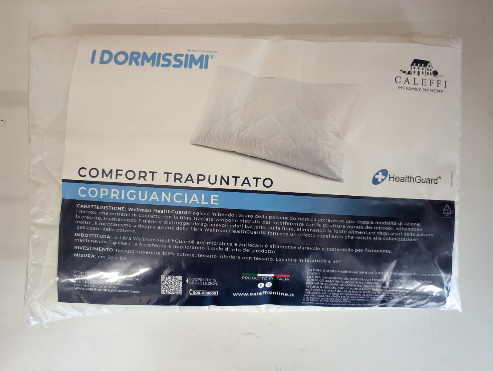 Copriguanciale Caleffi I Dormissimi - 100% Cotone Comfort Trapuntato Antiacaro