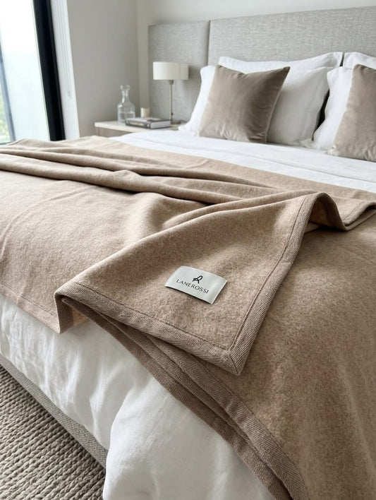 Coperta LANEROSSI "Cortina" in 100% Lana Vergine Merino Extrafine - 220x250 cm