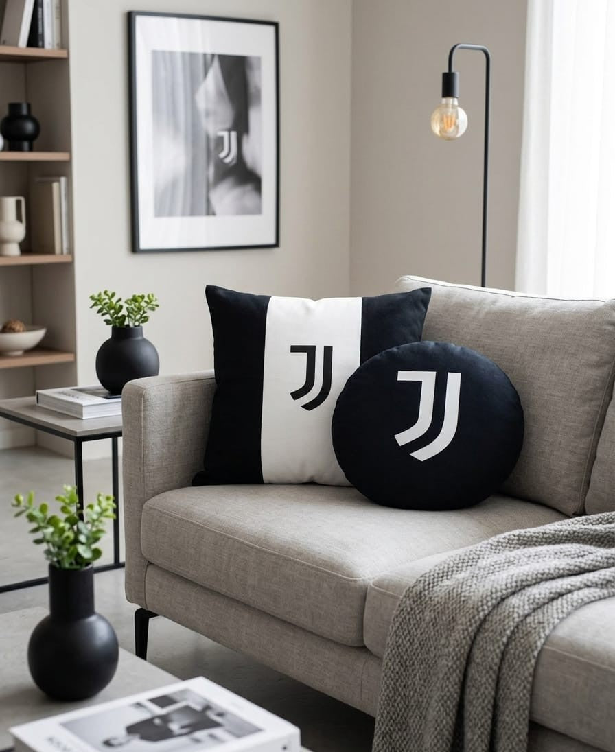Cuscino Arredo Juventus Official Product - Quadrato o Sagomato Rotondo