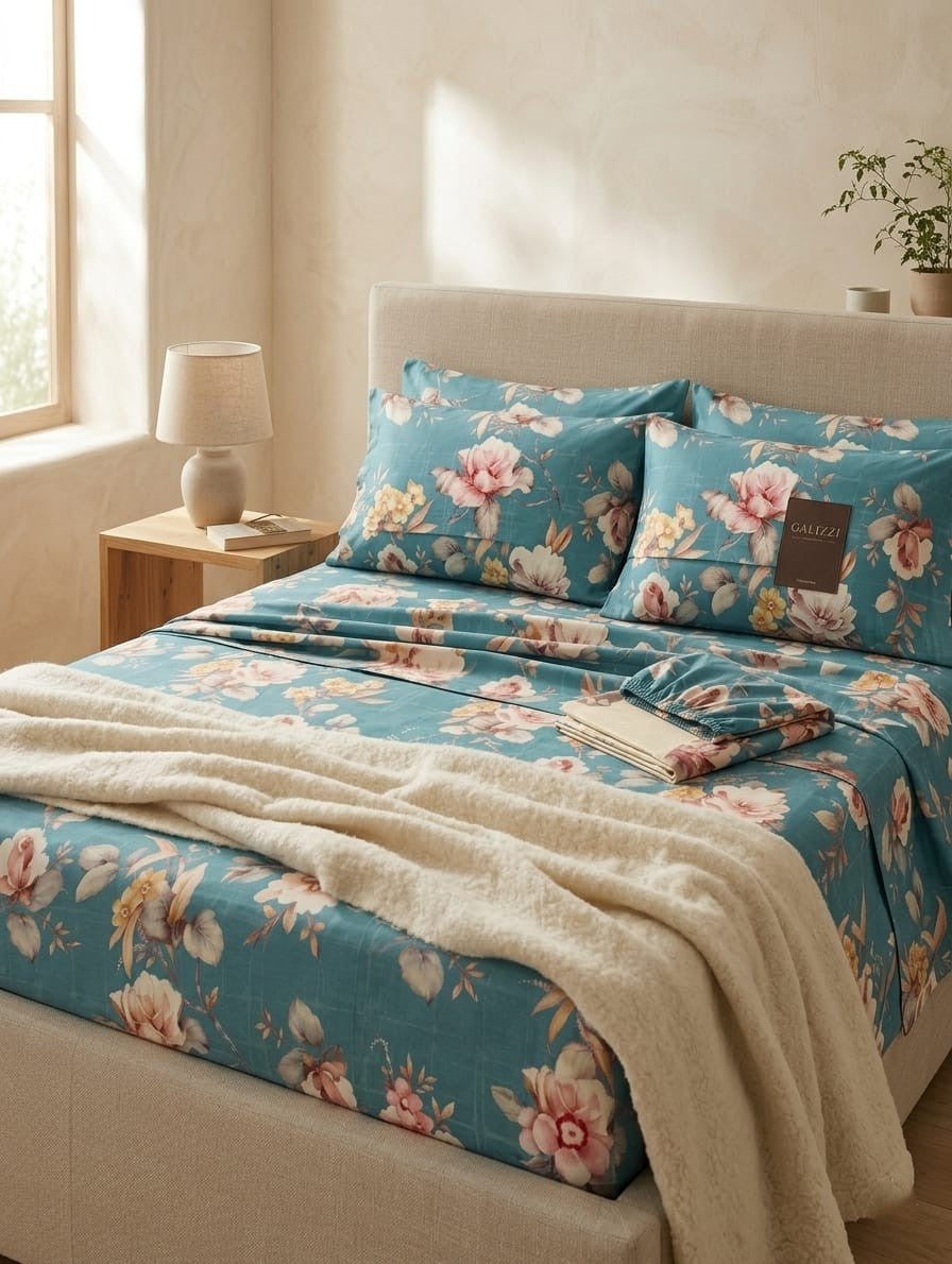 Completo Letto Matrimoniale Galizzi "Daphne" in Raso di Cotone - Stampa Digitale