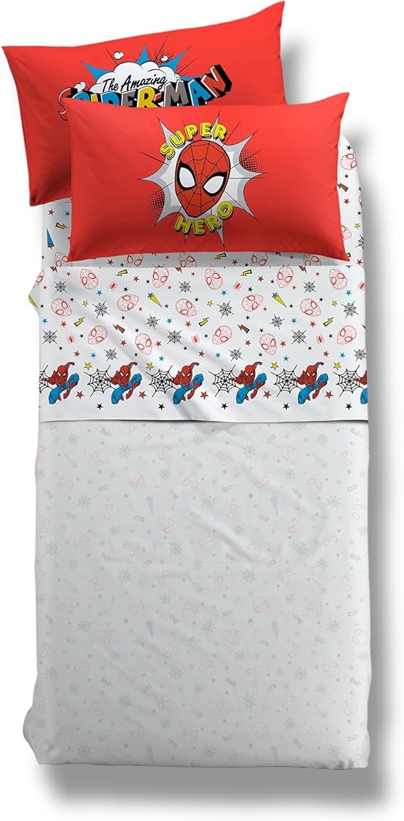 Completo Lenzuola Singolo Caleffi Spider-Man  - 100% Cotone | Set 3 Pezzi