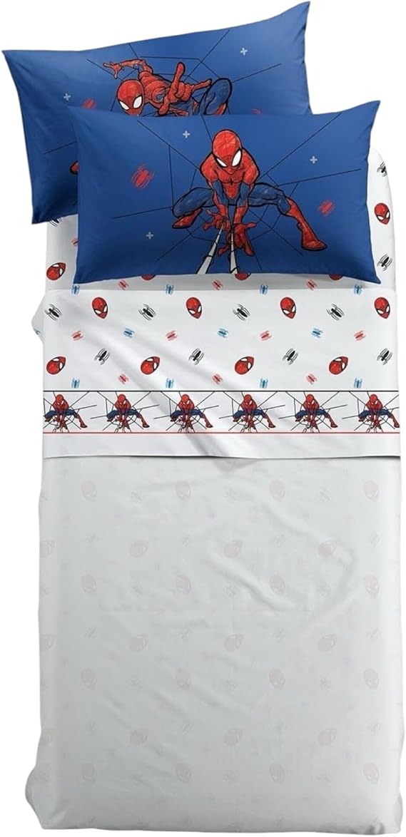 Completo Lenzuola Singolo Caleffi Spider-Man  - 100% Cotone | Set 3 Pezzi
