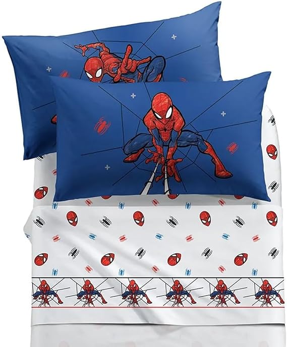 Completo Lenzuola Singolo Caleffi Spider-Man  - 100% Cotone | Set 3 Pezzi