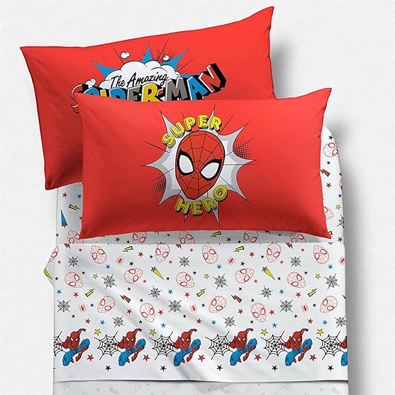 Completo Lenzuola Singolo Caleffi Spider-Man  - 100% Cotone | Set 3 Pezzi