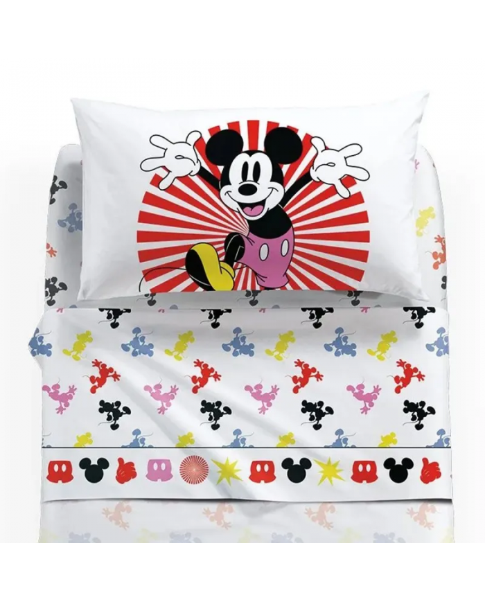 Completo Lenzuola Singolo Caleffi Mickey and Friends - 100% Cotone | Set 3 Pezzi