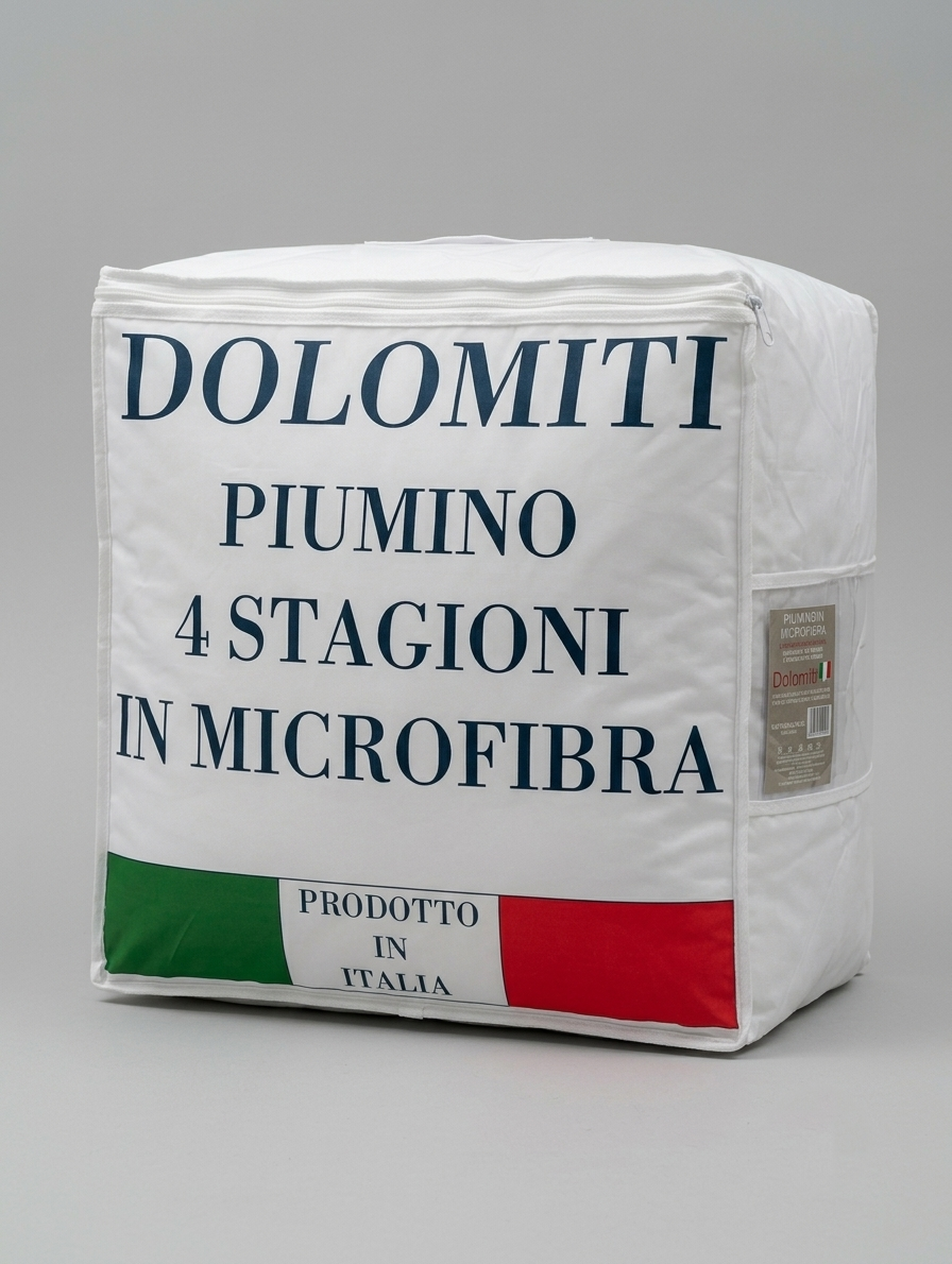 Piumino Quattro Stagioni Dolomiti in Microfibra - Interno Letto Anallergico Effetto Piuma con Bottoni