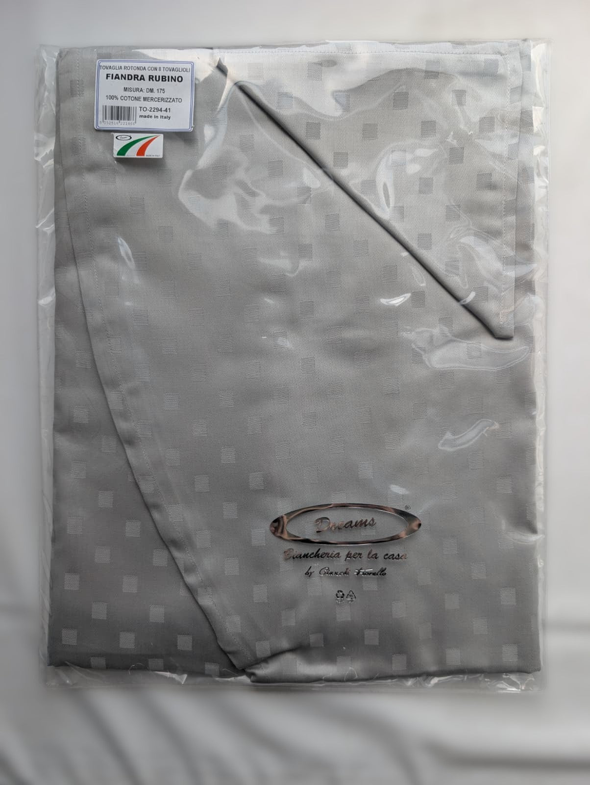 Tovaglia Rotonda 175 cm Dreams Fiandra Rubino - In Pregiato 100% Cotone Mercerizzato con 8 Tovaglioli