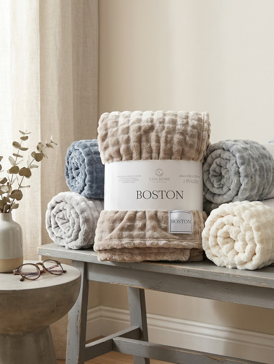 Plaid Easy Home BOSTON 200x250 cm in Morbido Pile Goffrato