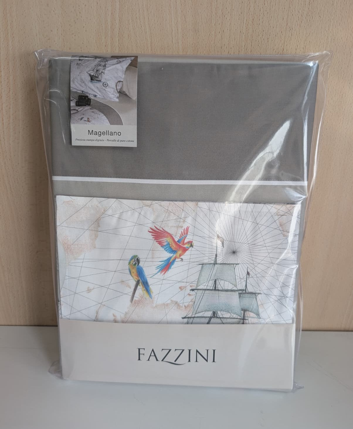 Completo Lenzuola Fazzini "Magellano" - Percalle di Puro Cotone - Stampa Digitale