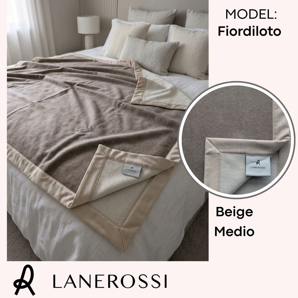 Coperta LANEROSSI "Fiordiloto" in Lana Merinos e Cashmere 250x220
