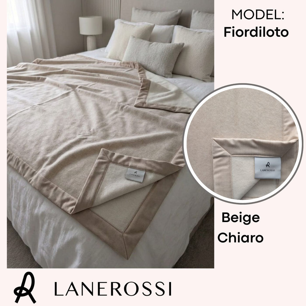 Coperta LANEROSSI "Fiordiloto" in Lana Merinos e Cashmere 250x220
