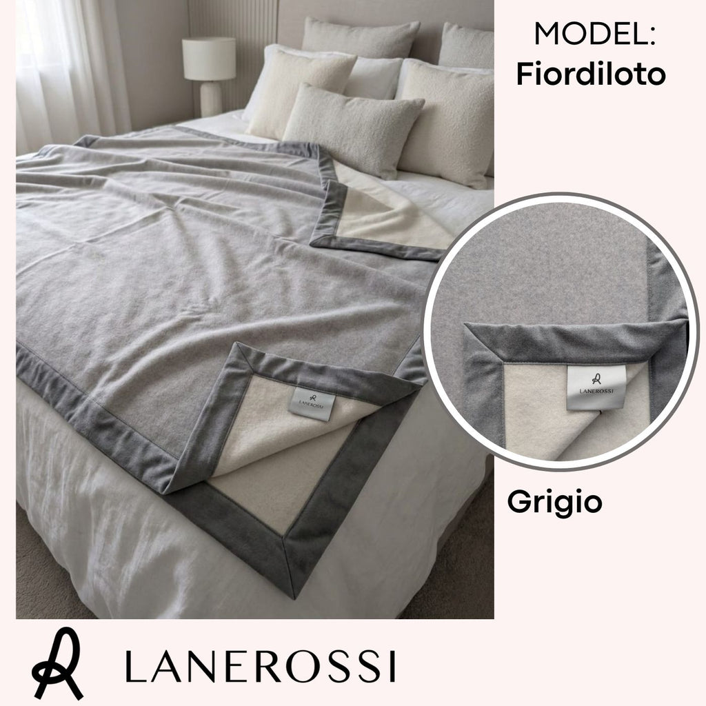 Coperta LANEROSSI "Fiordiloto" in Lana Merinos e Cashmere 250x220
