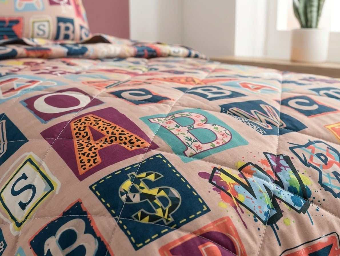 Copriletto Trapuntato Gabel Words - Collezione Teen - Singolo 170x265 cm