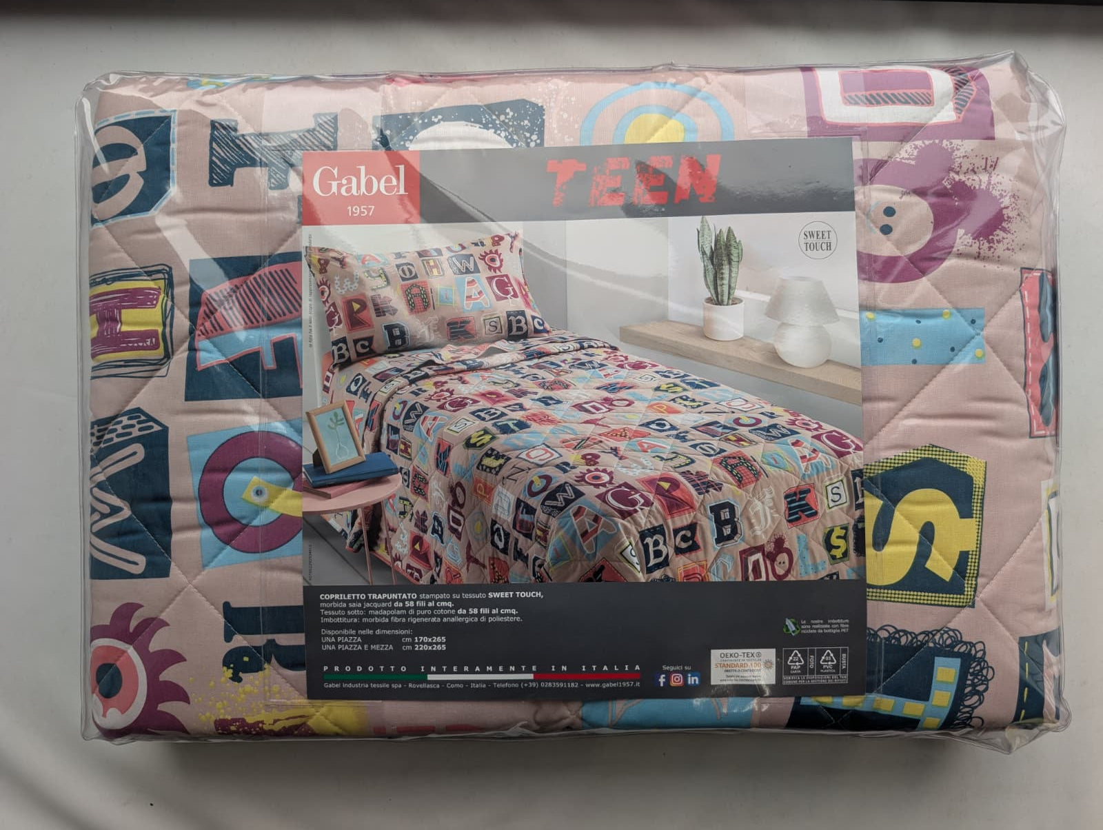 Copriletto Trapuntato Gabel Words - Collezione Teen - Singolo 170x265 cm