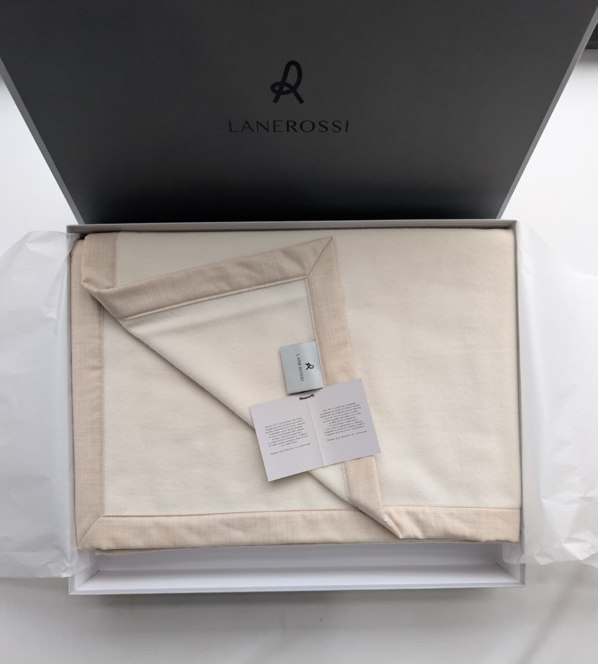 LANEROSSI Coperta "Geisha" in 100% Puro Cashmere - 230x250 cm - Cucita a Mano