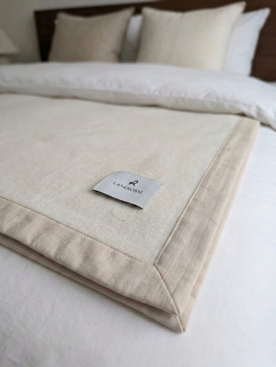 Coperta LANEROSSI "Geisha" in 100% Puro Cashmere - 230x250 cm - Cucita a Mano