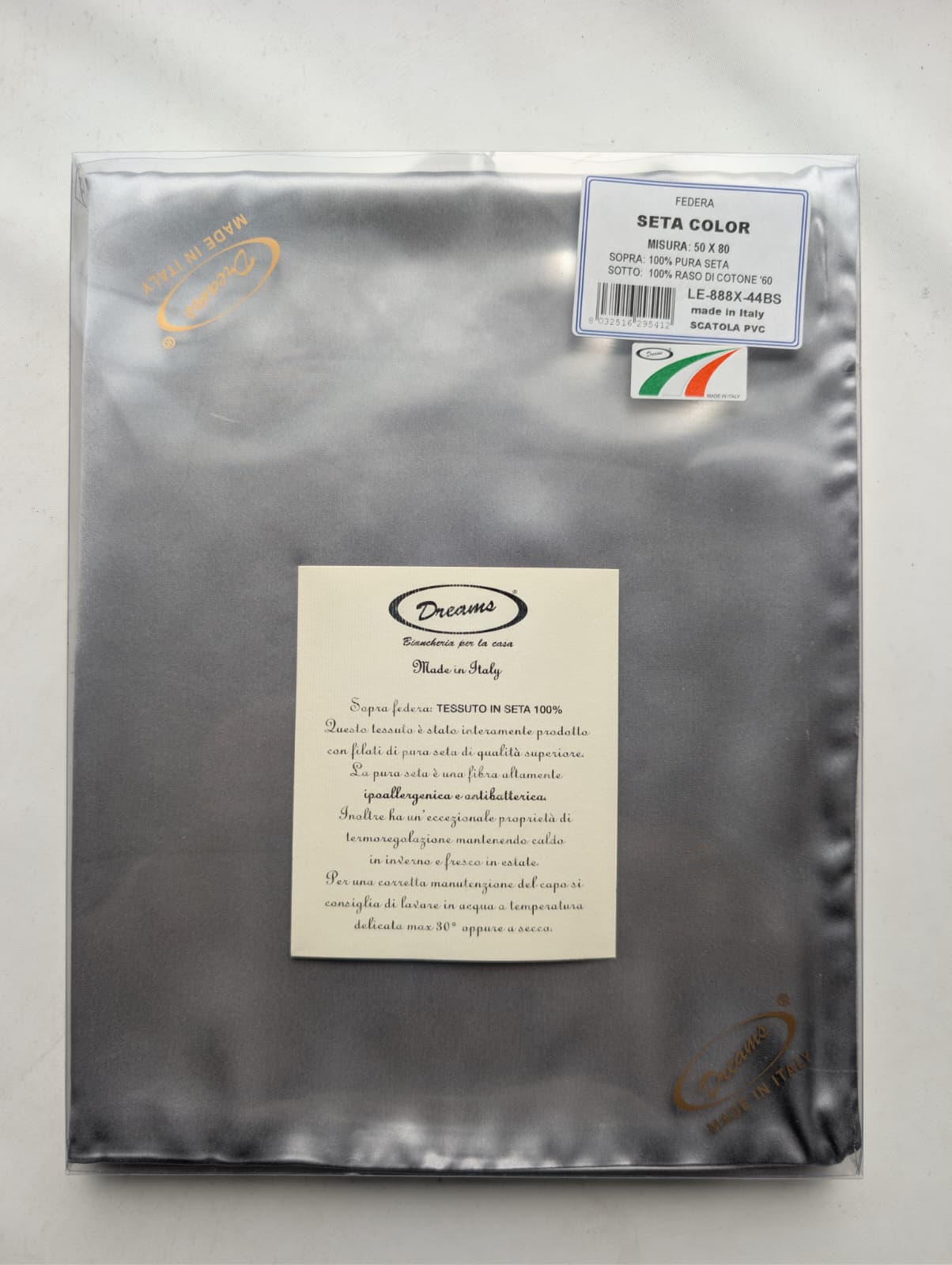 Federa Dreams "Seta Color" in 100% Pura Seta e Raso di Cotone - 50x80