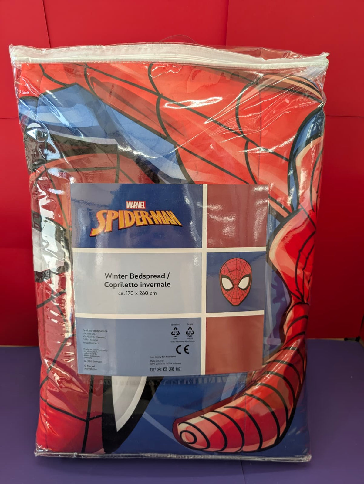 Trapunta Invernale Singola Hermet Marvel Spiderman 170x260 cm