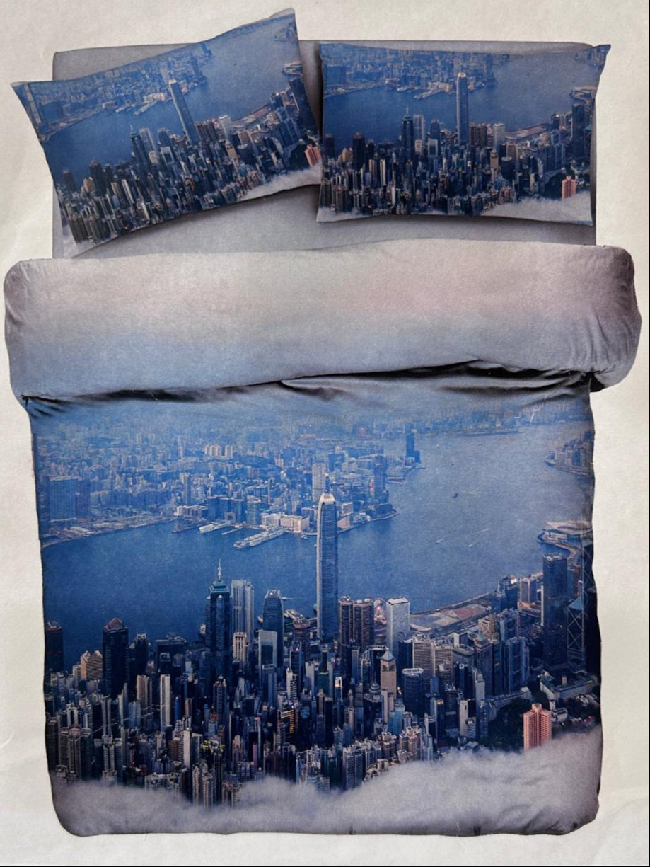 Hong Kong - Parure Copripiumino 1 piazza e mezza in Cotone con Stampa Digitale