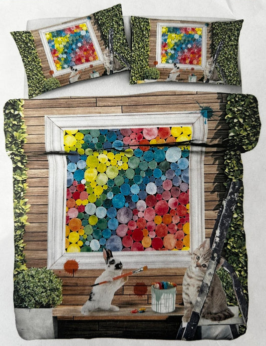 Parure Copripiumino Matrimoniale in Cotone con Stampa Digitale – 2 Piazze PAINTING