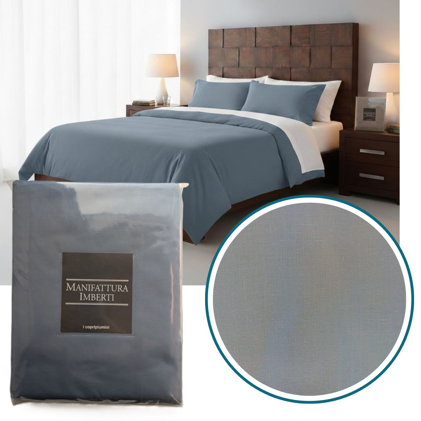 Parure Copripiumino Matrimoniale Tinta Unita "Kolor" - Manifattura Imberti