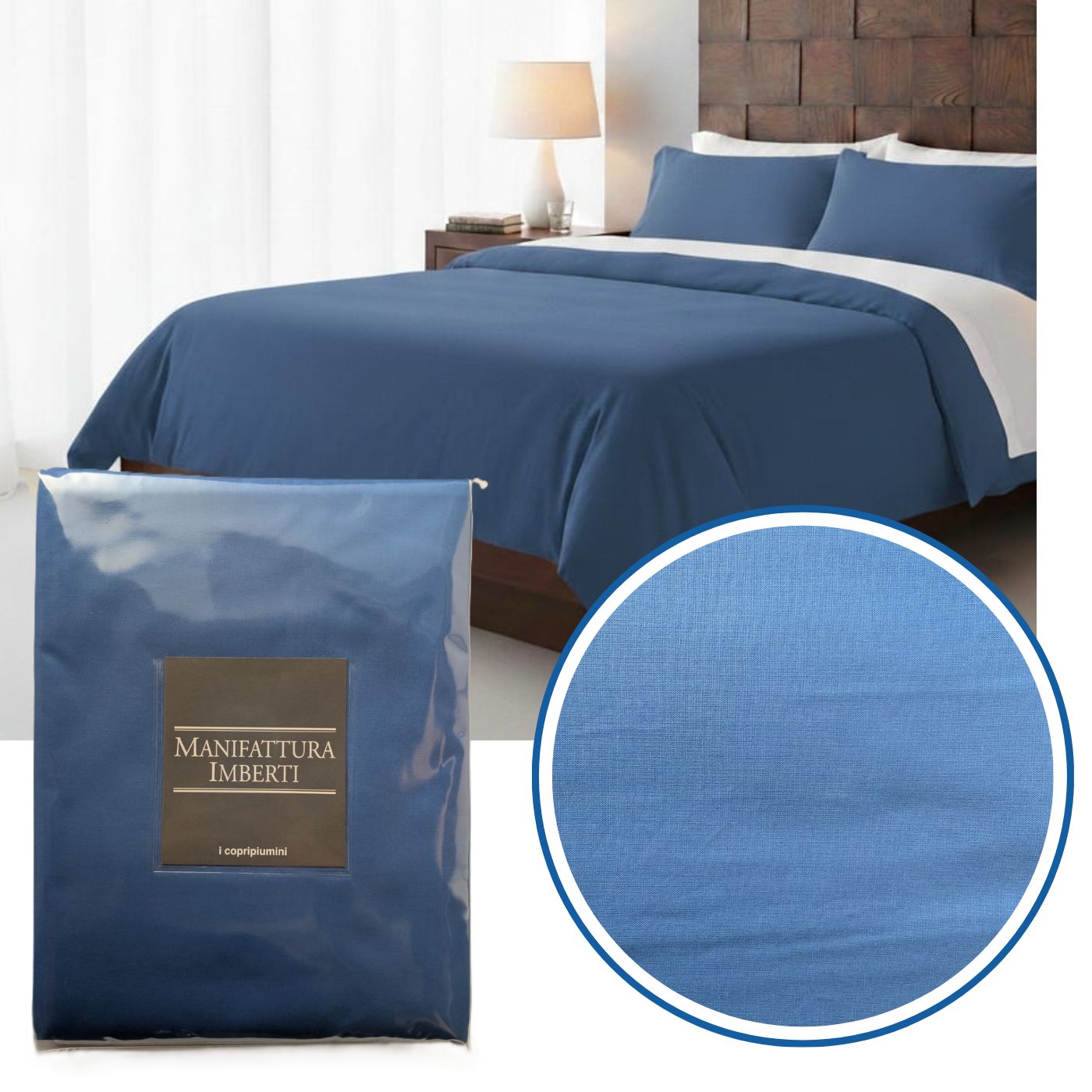 Parure Copripiumino Matrimoniale Tinta Unita "Kolor" - Manifattura Imberti