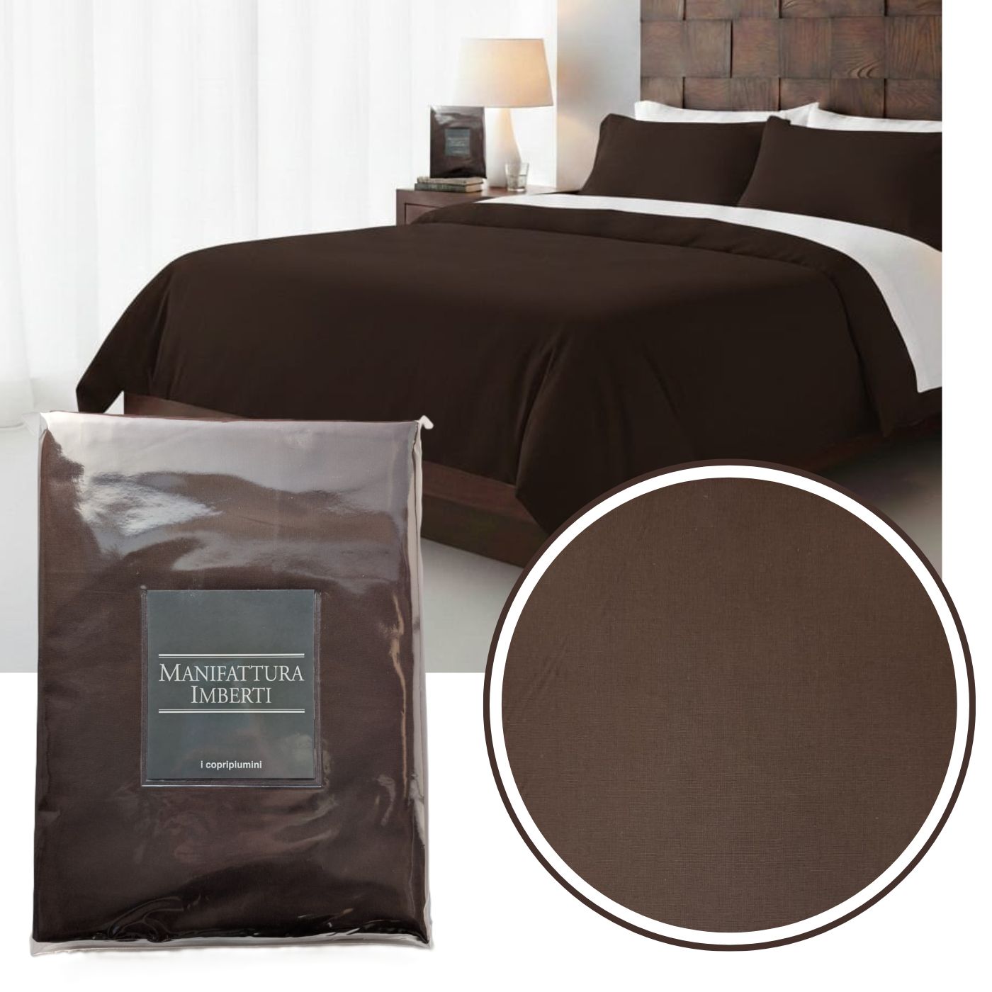 Parure Copripiumino Matrimoniale Tinta Unita "Kolor" - Manifattura Imberti